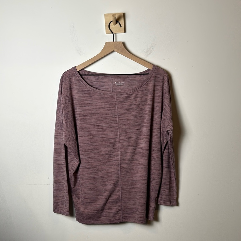 Athleta Women's Flow Top Essence Spacedye in Flora Mauve Long Sleeve Top Size XS